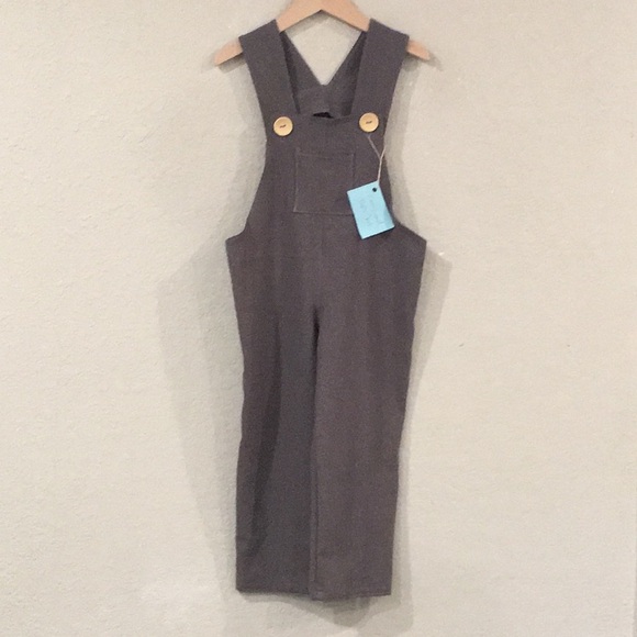 Boys 3T Linen Overalls Gray Designer Minimalist Unisex Mom and Pop’s Kids Casual - Picture 1 of 10